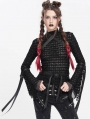 Black Gothic Punk Cross Strap Irregular Hollow Out T-Shirt for Women