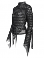 Black Gothic Punk Cross Strap Irregular Hollow Out T-Shirt for Women