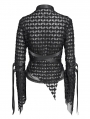 Black Gothic Punk Cross Strap Irregular Hollow Out T-Shirt for Women