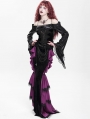 Black Sexy Gothic Off-the-Shoulder Embroidered Ruched Top for Women