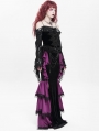 Black Sexy Gothic Off-the-Shoulder Embroidered Ruched Top for Women