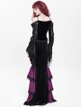 Black Sexy Gothic Off-the-Shoulder Embroidered Ruched Top for Women