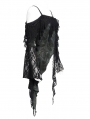 Black Gothic Off-the-Shoulder Asymmetric Lace Tassel Top for Women