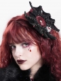 Black and Red Gothic Embroidery Rose Applique Headwear