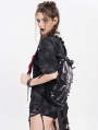 Black Gothic Punk Chain Embellished Plush Backpack