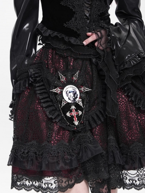 White Gothic Printed Round Pin Badge