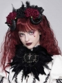 Black Gothic Cross Beaded Feather Headwear