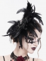 Black Gothic Cross Beaded Feather Headwear