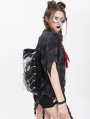 Black Gothic Printed Chain Embellished Backpack