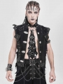 Black Gothic Punk Faux Leather Studded Choker Tie for Men