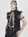 Black Gothic Punk Faux Leather Studded Choker Tie for Men