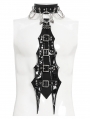 Black Gothic Punk Faux Leather Studded Choker Tie for Men