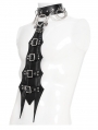 Black Gothic Punk Faux Leather Studded Choker Tie for Men