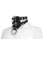 Black Gothic Skull Spiked Rivet Choker for Men