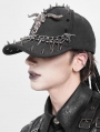 Black Gothic Punk Spike Studded Cap for Men
