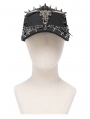 Black Gothic Punk Spike Studded Cap for Men