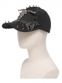 Black Gothic Punk Spike Studded Cap for Men