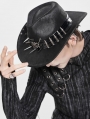 Black Gothic Skull Punk Bullet Studded Hat for Men