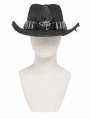 Black Gothic Skull Punk Bullet Studded Hat for Men