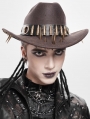 Brown Gothic Skull Punk Bullet Studded Hat for Men