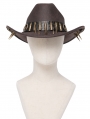 Brown Gothic Skull Punk Bullet Studded Hat for Men