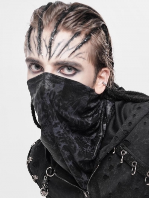 Black and Gray Pattern Gothic Face Mask Scarf