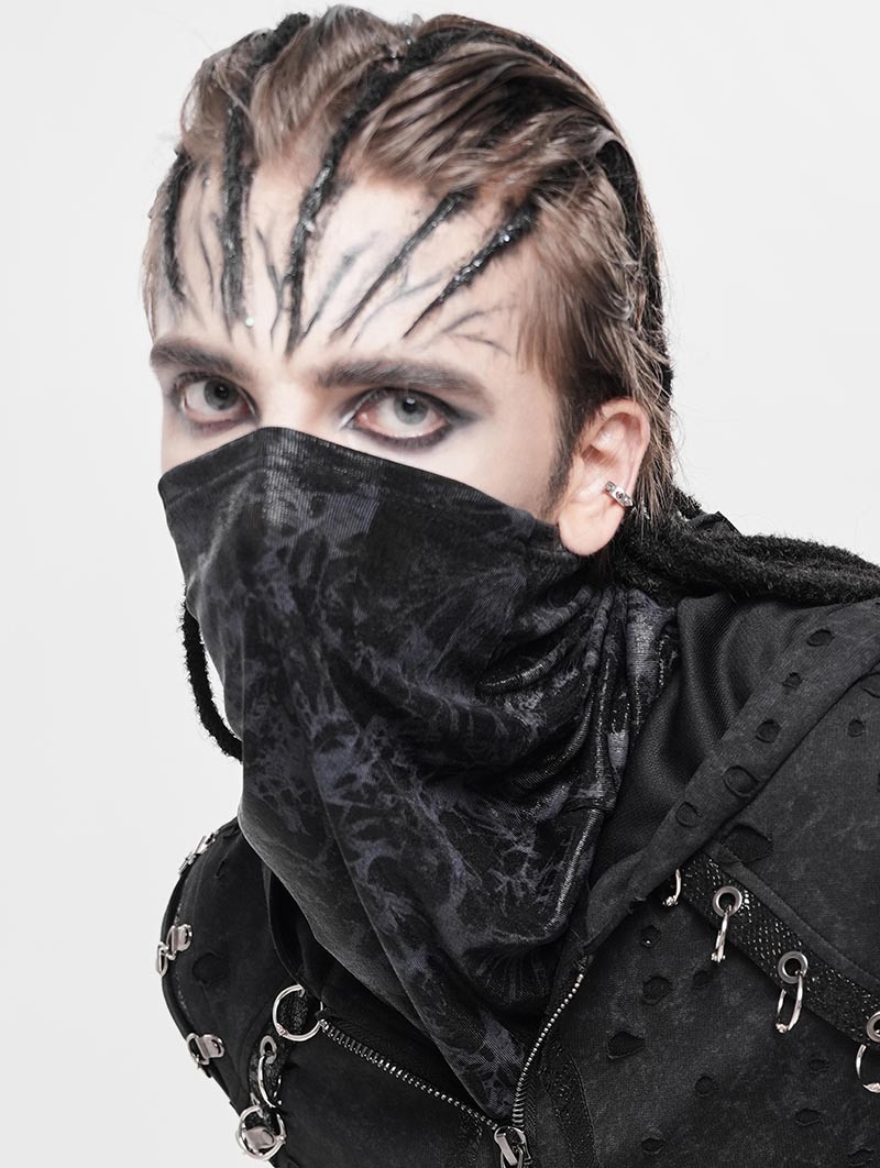 Black and Gray Pattern Gothic Face Mask Scarf