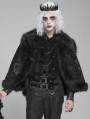 Black Gothic Retro Embroidered Faux Fur Short Cape for Men