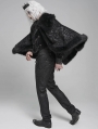 Black Gothic Retro Embroidered Faux Fur Short Cape for Men