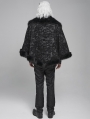 Black Gothic Retro Embroidered Faux Fur Short Cape for Men