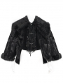 Black Gothic Retro Embroidered Faux Fur Short Cape for Men