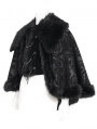 Black Gothic Retro Embroidered Faux Fur Short Cape for Men