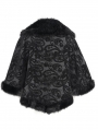 Black Gothic Retro Embroidered Faux Fur Short Cape for Men