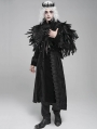 Black Gothic Retro Lace Appliqued Feather Bolero Cape for Men