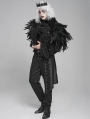 Black Gothic Retro Lace Appliqued Feather Bolero Cape for Men