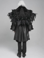 Black Gothic Retro Lace Appliqued Feather Bolero Cape for Men