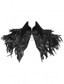 Black Gothic Retro Lace Appliqued Feather Bolero Cape for Men