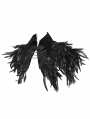 Black Gothic Retro Lace Appliqued Feather Bolero Cape for Men