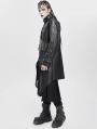 Black Gothic Punk Asymmetric Zip-Up Jacket for Men