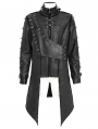 Black Gothic Punk Asymmetric Zip-Up Jacket for Men