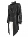 Black Gothic Punk Asymmetric Zip-Up Jacket for Men