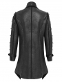 Black Gothic Punk Asymmetric Zip-Up Jacket for Men