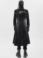 Black Gothic Punk Spiked Faux Leather Long Jacket for Men
