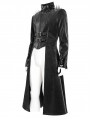 Black Gothic Punk Spiked Faux Leather Long Jacket for Men