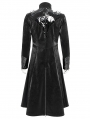 Black Gothic Punk Spiked Faux Leather Long Jacket for Men