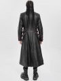 Black and Red Gothic Punk Studded Buckle Strap Long Coat for Men