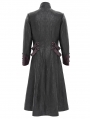 Black and Red Gothic Punk Studded Buckle Strap Long Coat for Men