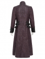 Wine Red Gothic Punk Studded Buckle Strap Long Coat for Men