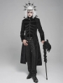 Black Retro Gothic Stand Collar Embroidered Velvet Party Coat for Men