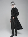 Black Retro Gothic Stand Collar Embroidered Velvet Party Coat for Men
